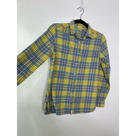 Woolrich Flannel Shirt Button Down Long Sleeve Collared Cotton Yellow Medium - Picture 4 of 11